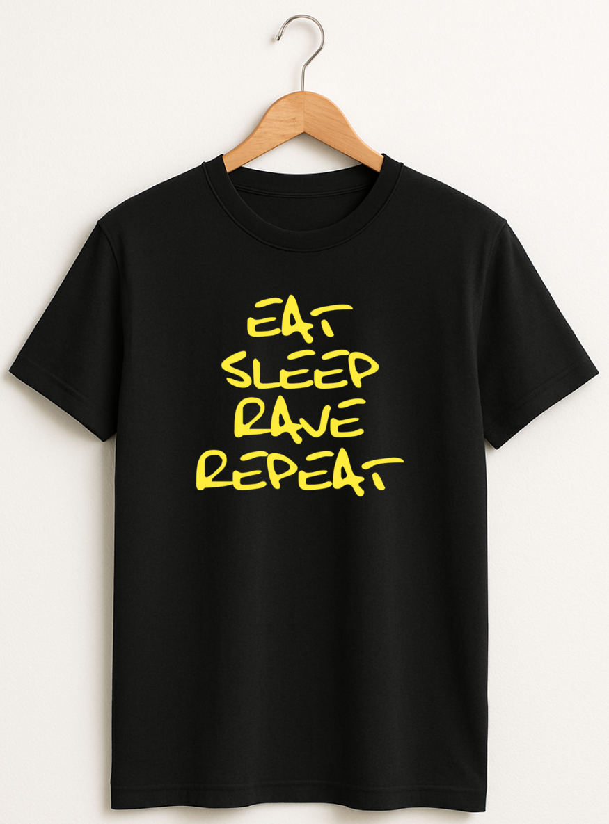 Eat Sleep Rave Repeat T-Shirt | EDM Festival Tee for Ravers & Electronic Music Lovers