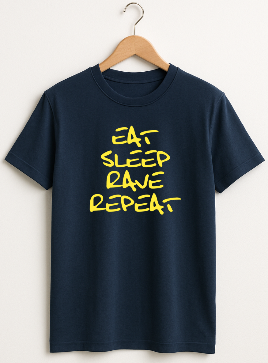 Eat Sleep Rave Repeat T-Shirt | EDM Festival Tee for Ravers & Electronic Music Lovers
