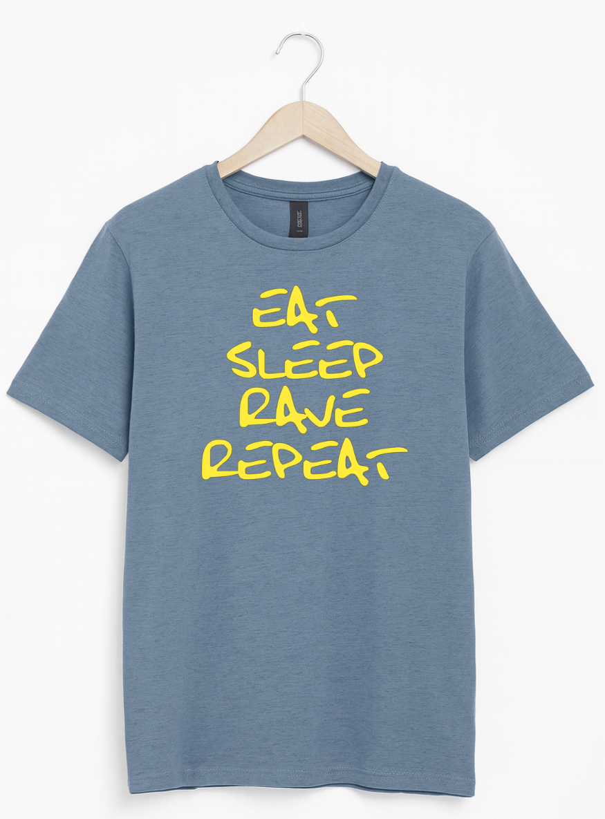 Eat Sleep Rave Repeat T-Shirt | EDM Festival Tee for Ravers & Electronic Music Lovers
