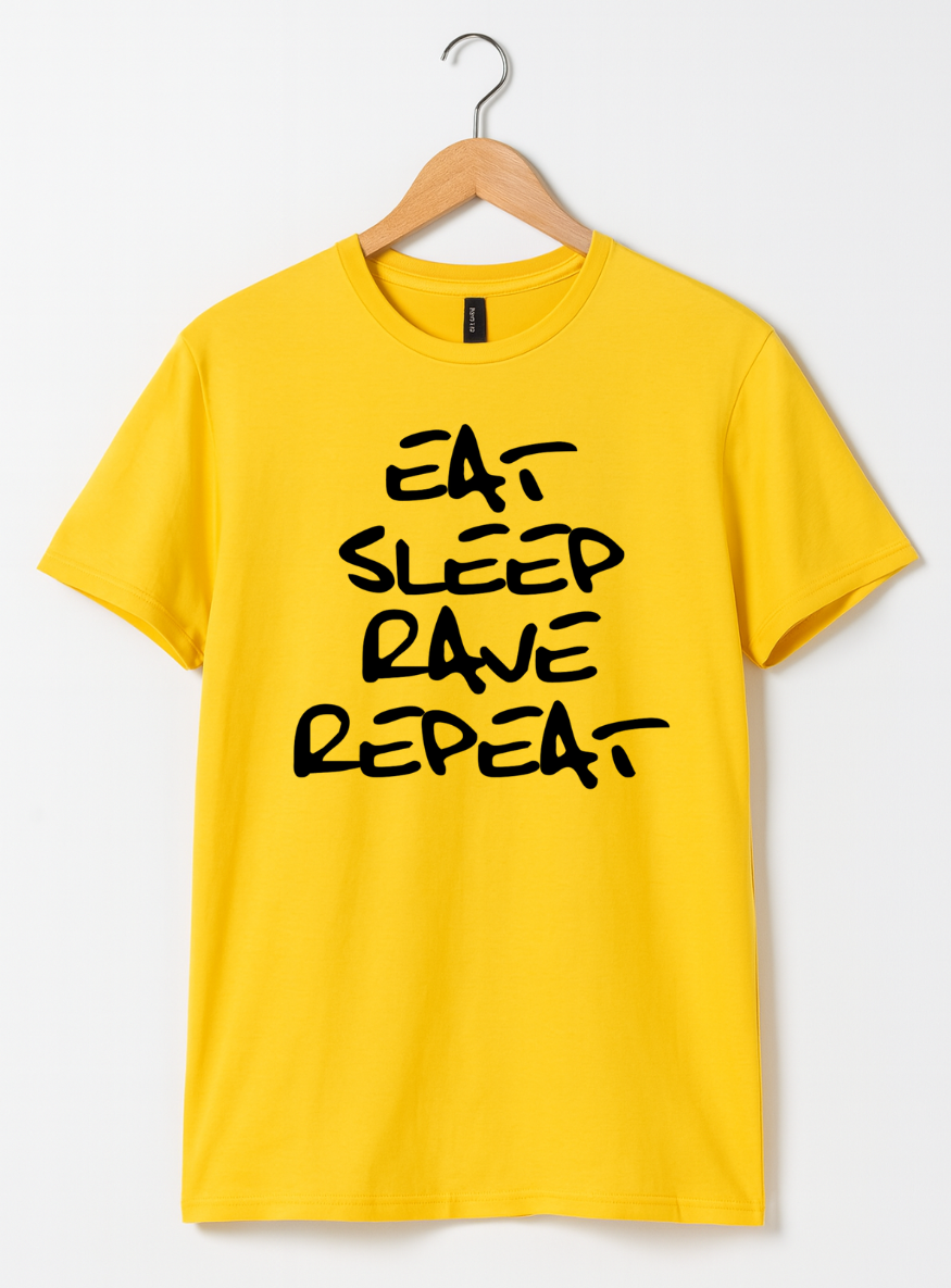 Eat Sleep Rave Repeat T-Shirt | EDM Festival Tee for Ravers & Electronic Music Lovers