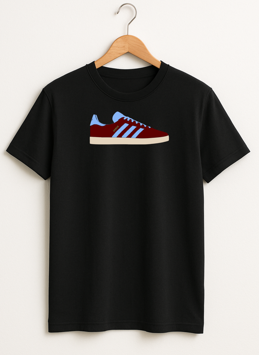 Retro Trainer Graphic Tee Burgundy & Sky Blue