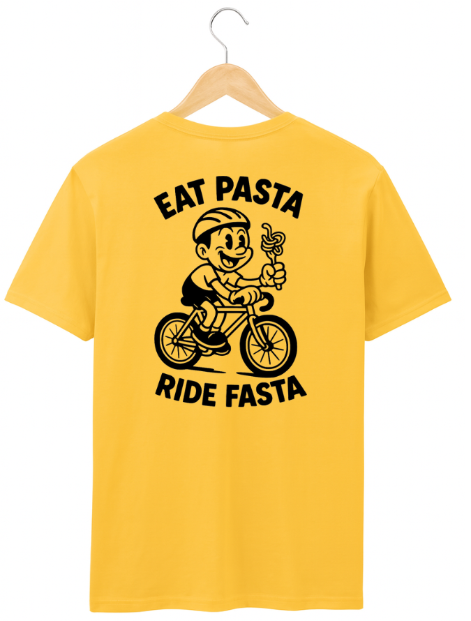 Eat Pasta Ride Fasta T-Shirt – Funny Cycling Tee for Riders & Pasta Lovers